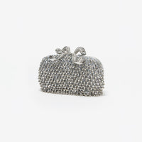 Silver Embellished Bow Clutch