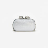 Silver Embellished Bow Clutch