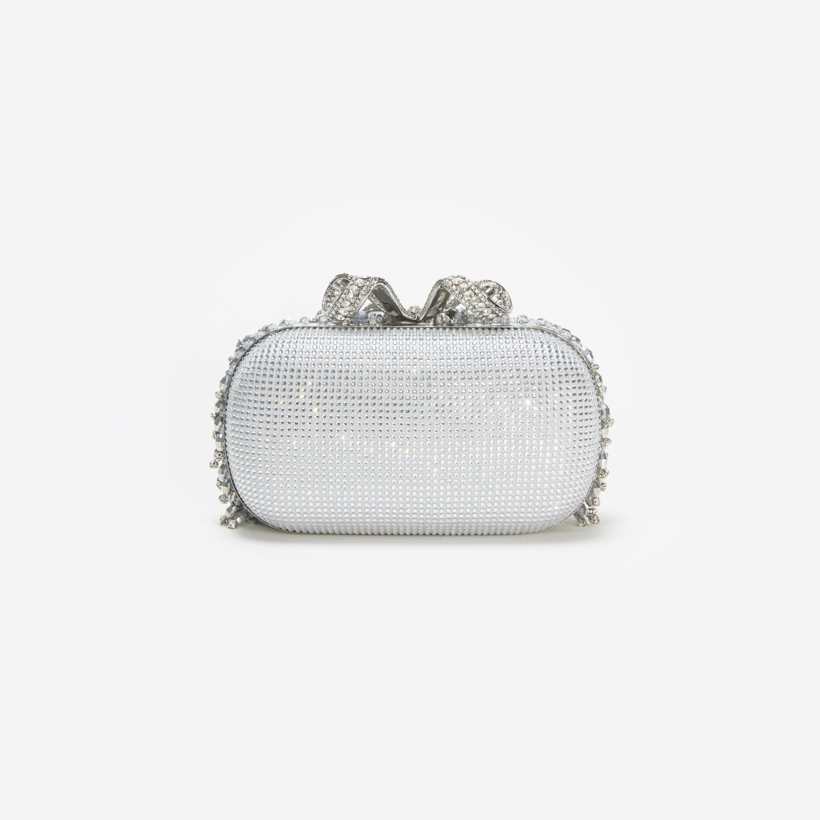 Silver Embellished Bow Clutch