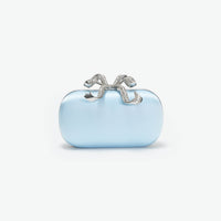 Blue Satin Bow Clutch