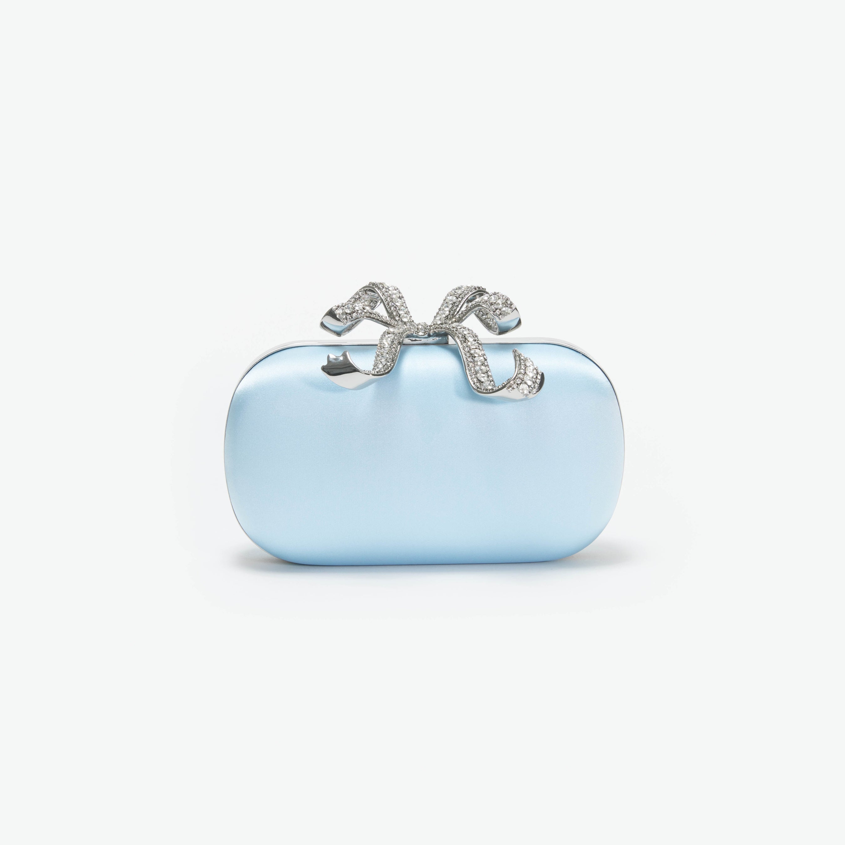 Blue Satin Bow Clutch