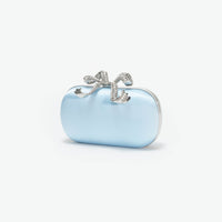 Blue Satin Bow Clutch