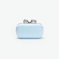 Blue Satin Bow Clutch