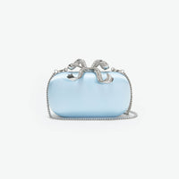 Blue Satin Bow Clutch