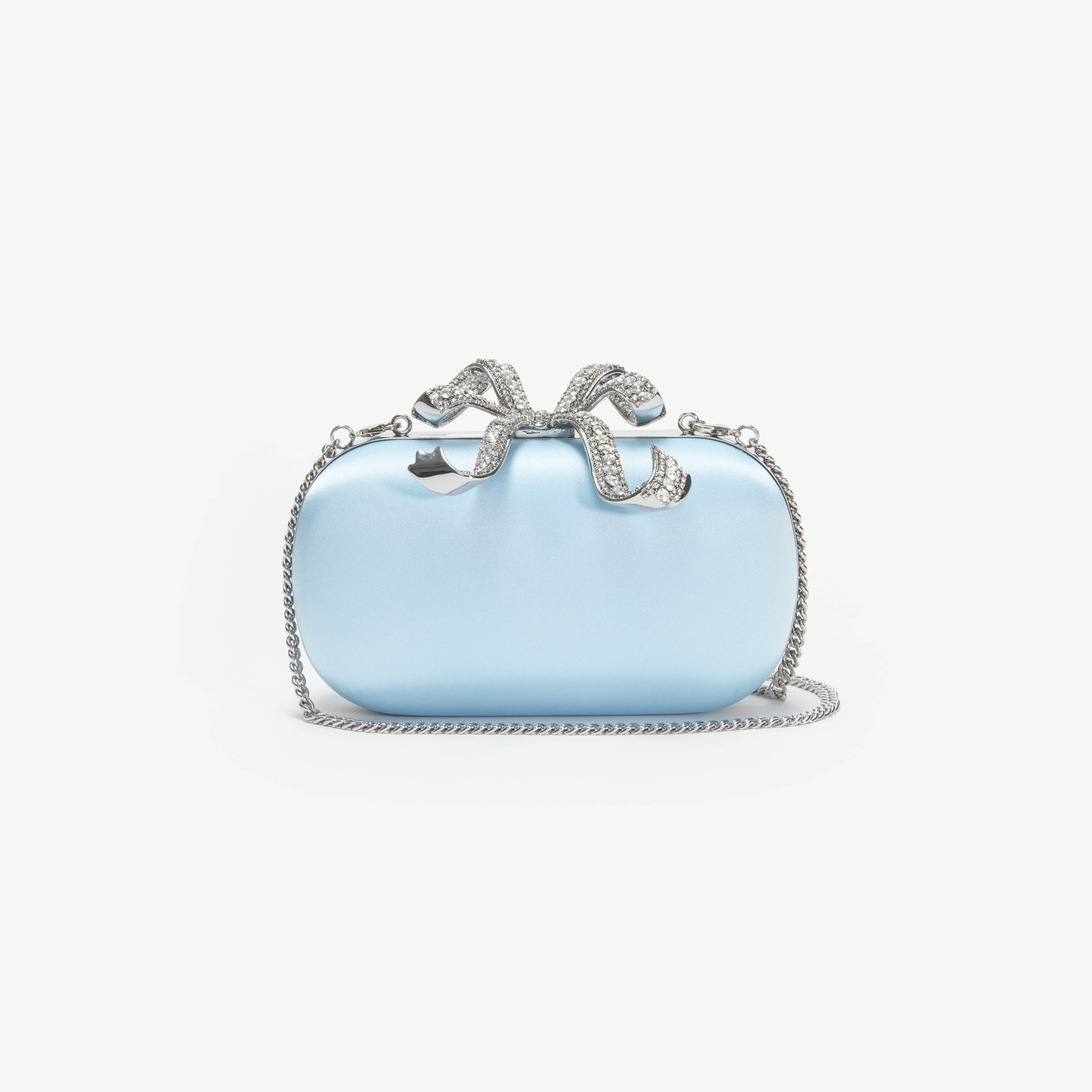 Blue Satin Bow Clutch