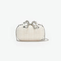 Cream Boucle Bow Clutch