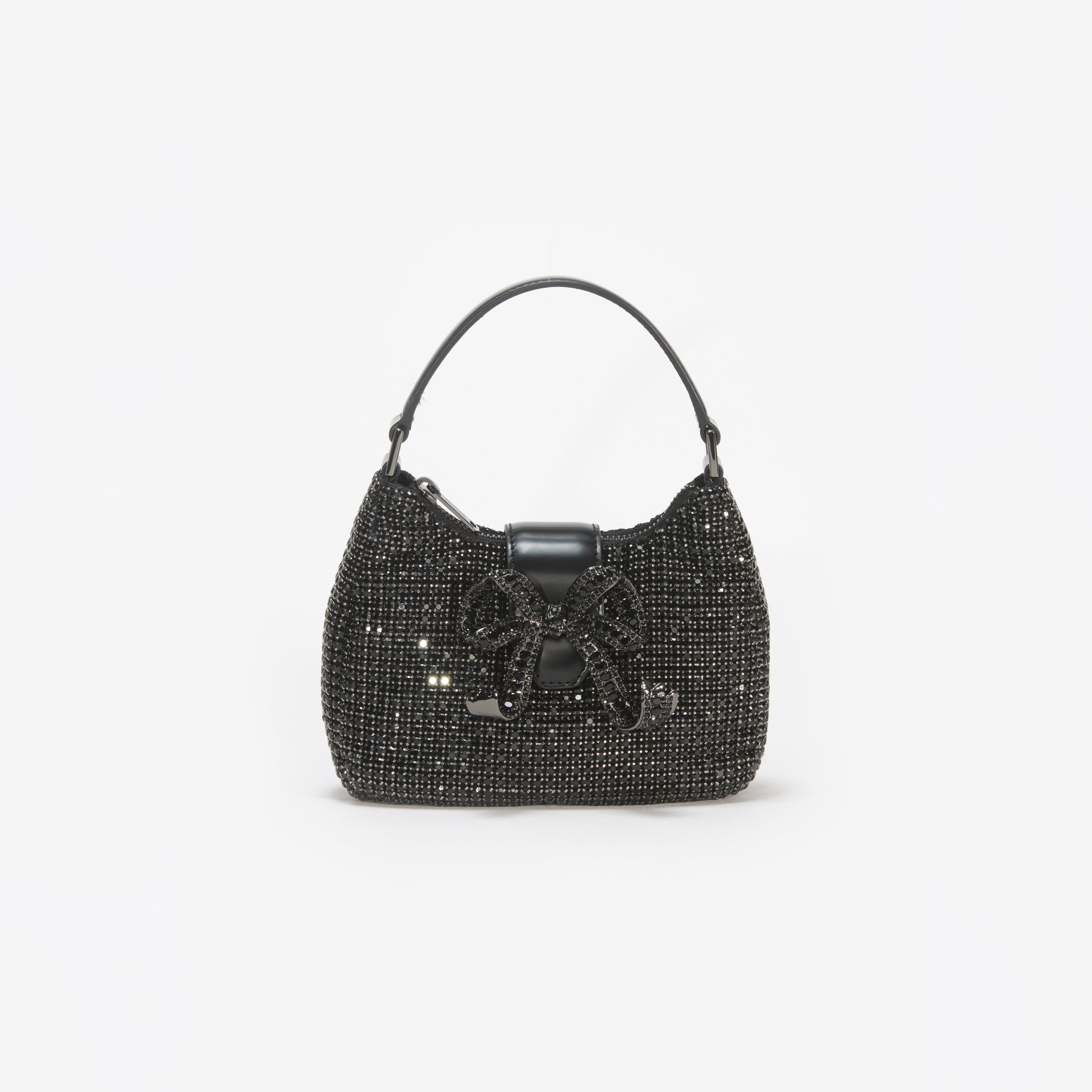 Black Diamante Crescent Bow Bag