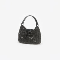 Black Diamante Crescent Bow Bag