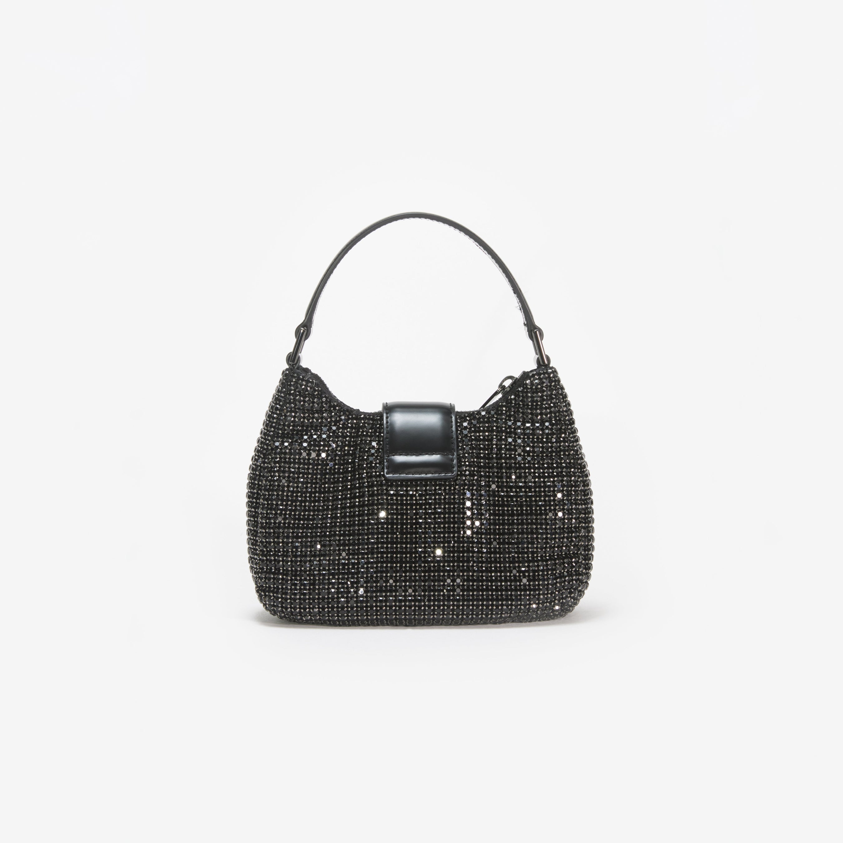 Black Diamante Crescent Bow Bag