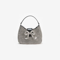 Silver Diamante Crescent Bow Bag