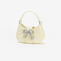 Yellow Leather Crescent Bow Bag