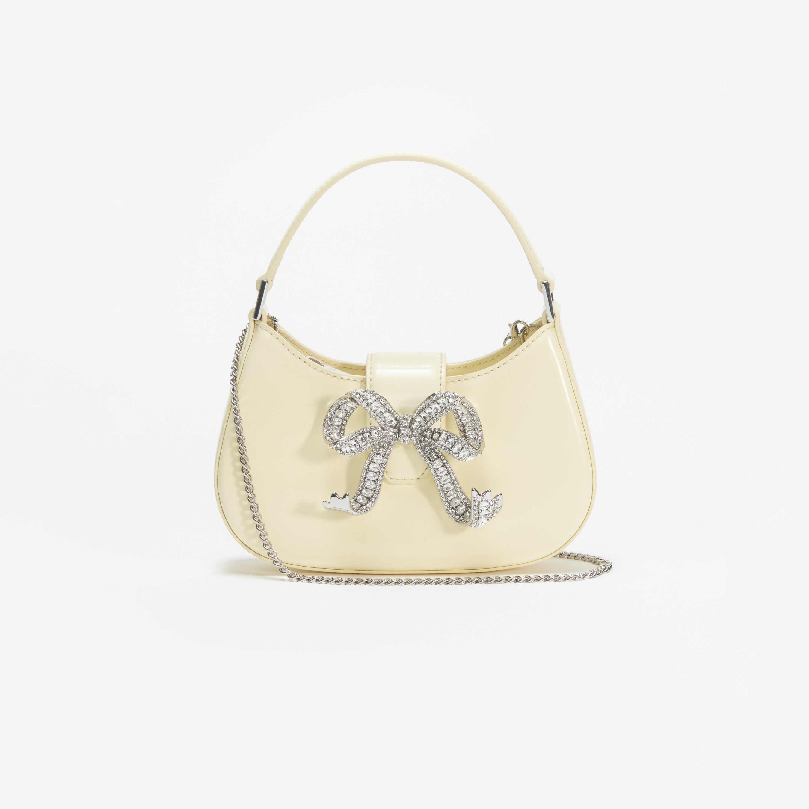 Yellow Leather Crescent Bow Bag