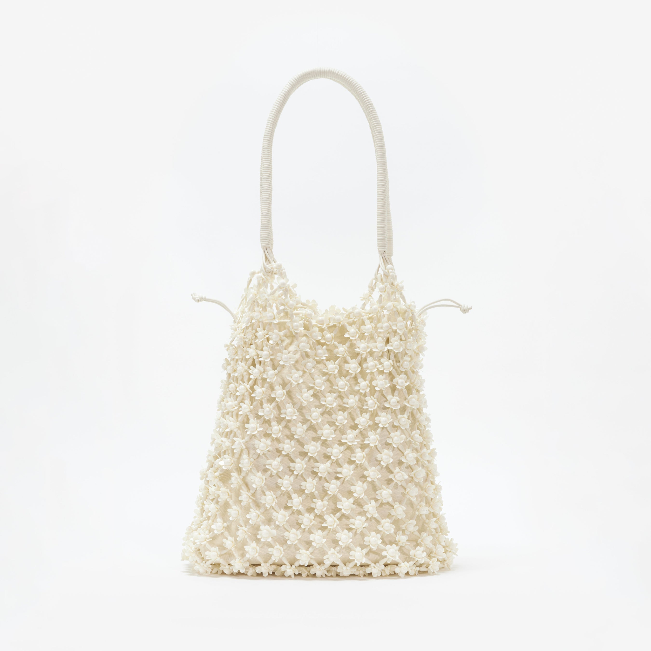 Cream Beaded Large Tote