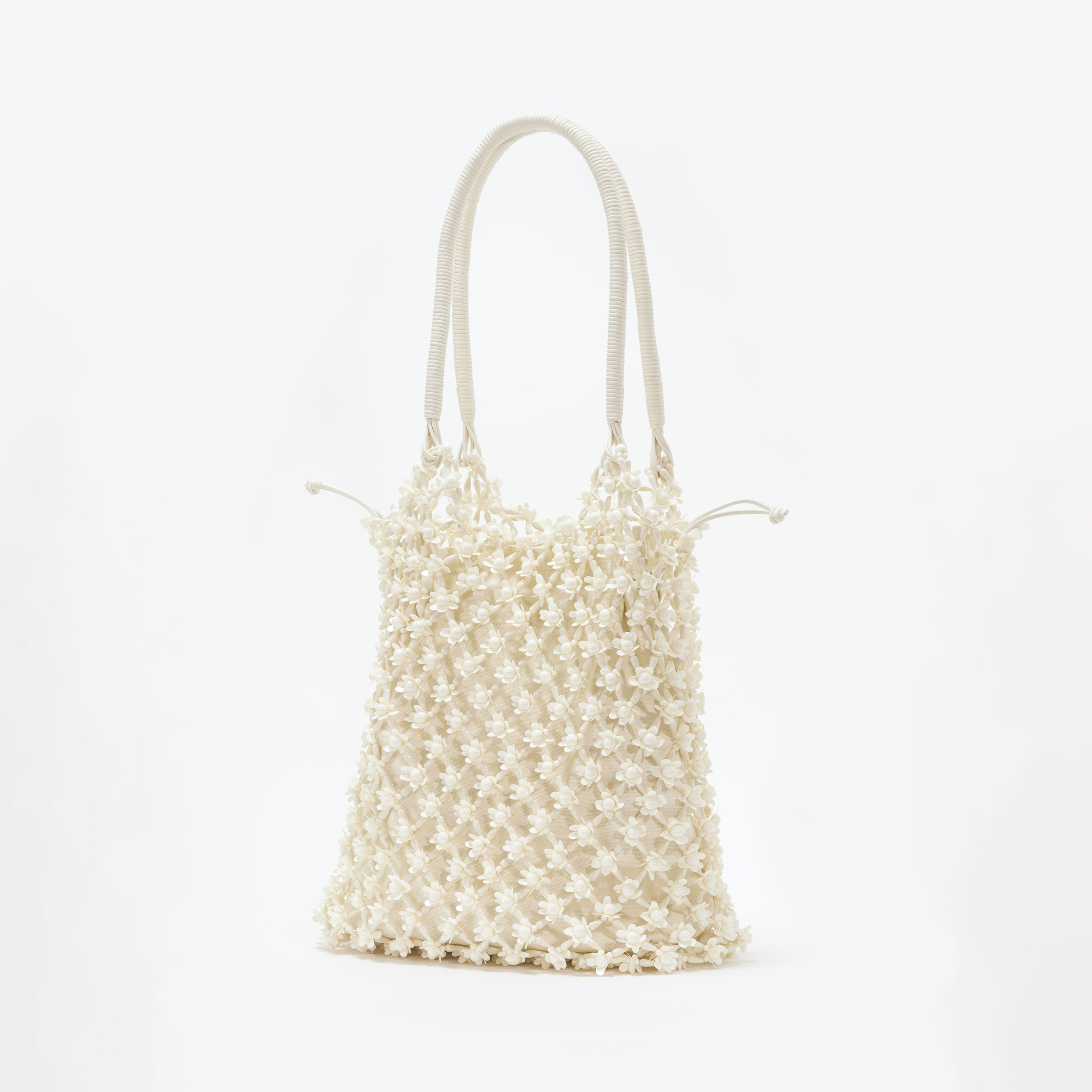 Cream Beaded Large Tote