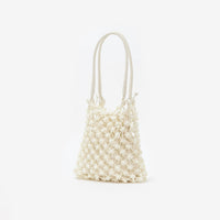 Cream Beaded Medium Tote