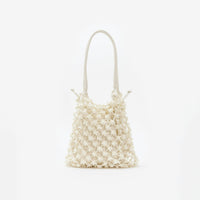 Cream Beaded Medium Tote