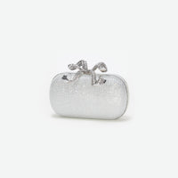 Silver Rhinestone Bow Clutch