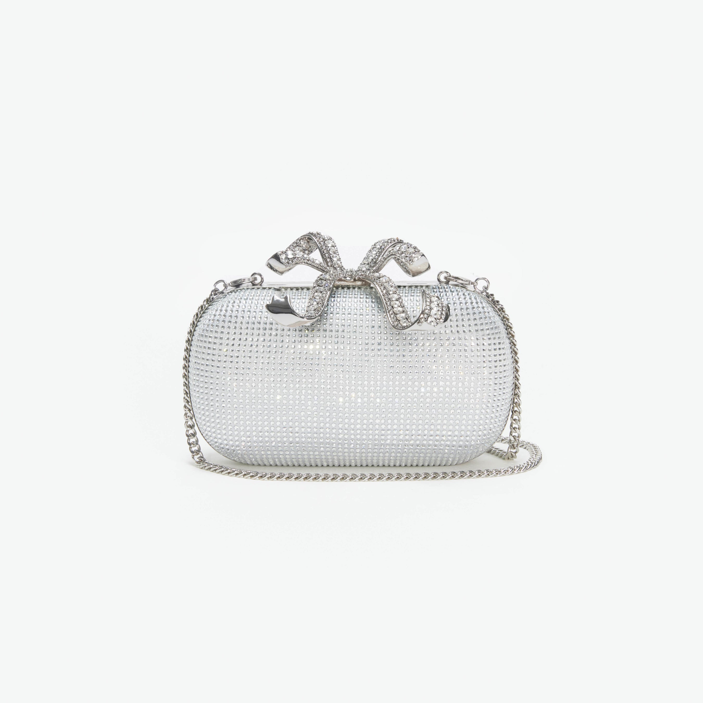 Silver Rhinestone Bow Clutch