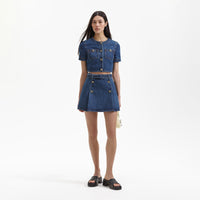 Denim A Line Mini Skirt