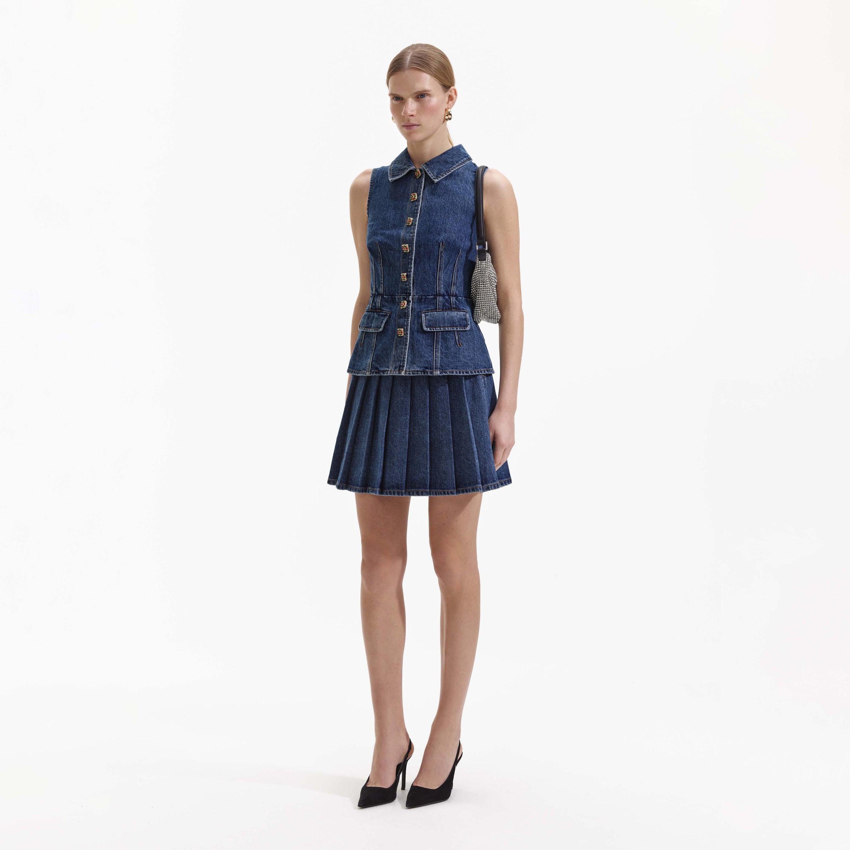 Tailored Denim Mini Dress