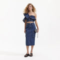 Denim Frill One Shoulder Top
