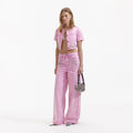 Pink Embellished Denim Top