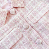 Pink Boucle Checked Mini Dress