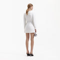 White Crepe Diamante Trim Mini Dress