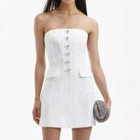 White Bandeau Crepe Mini Dress