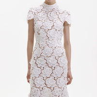 White Flower Lace Midi Dress