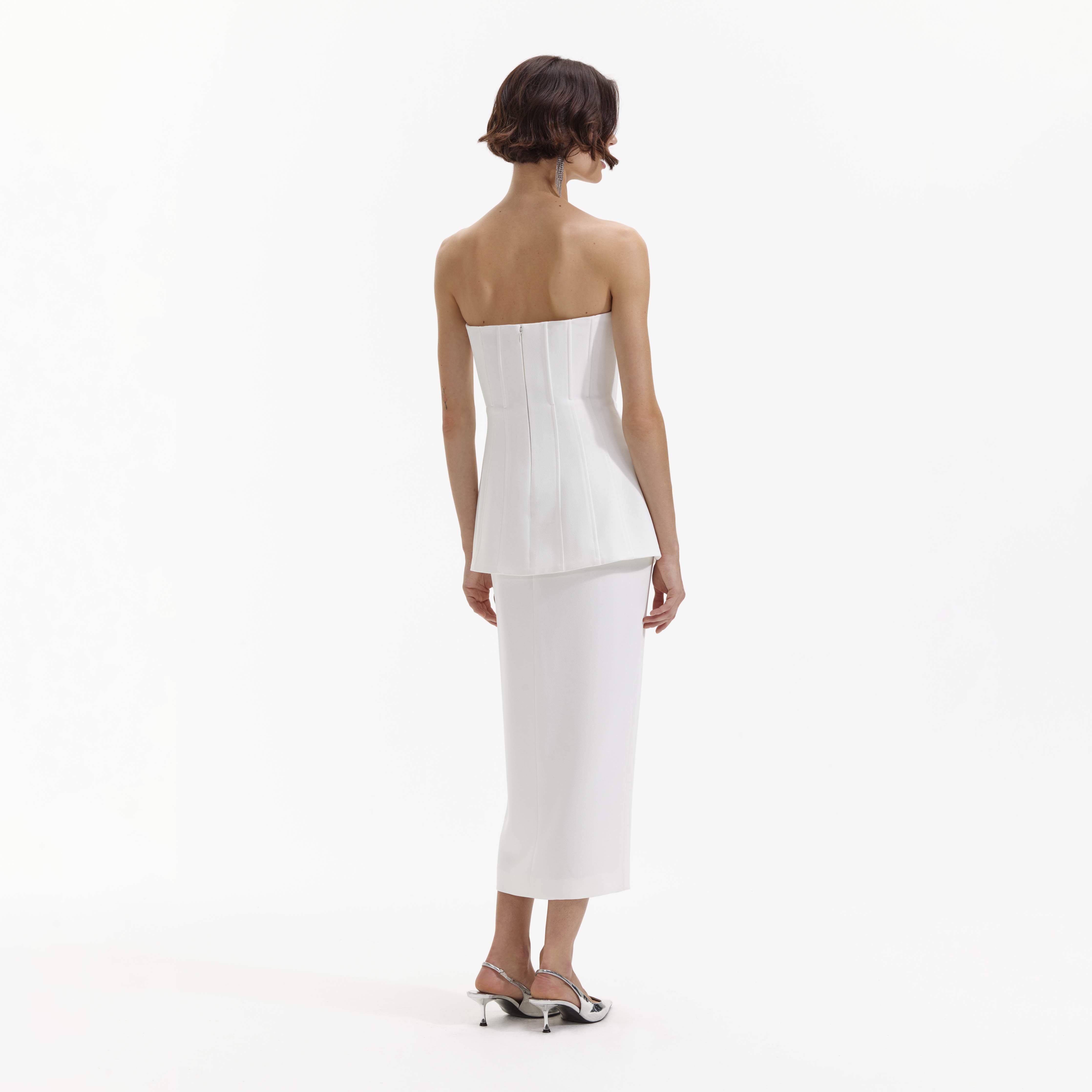 White crepe midi clearance dress