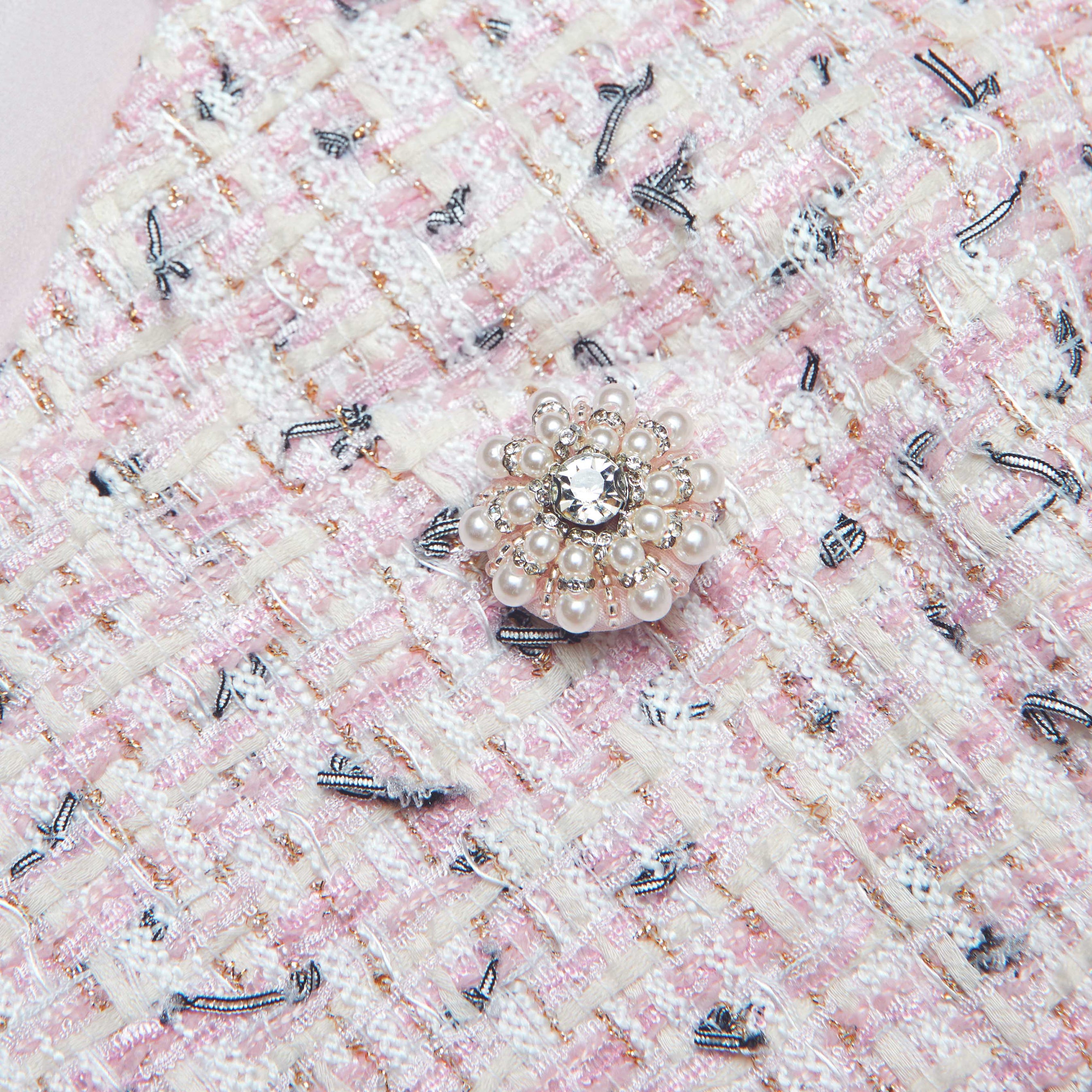 Pink Boucle Pearl Top