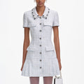 Blue Boucle Mini Dress