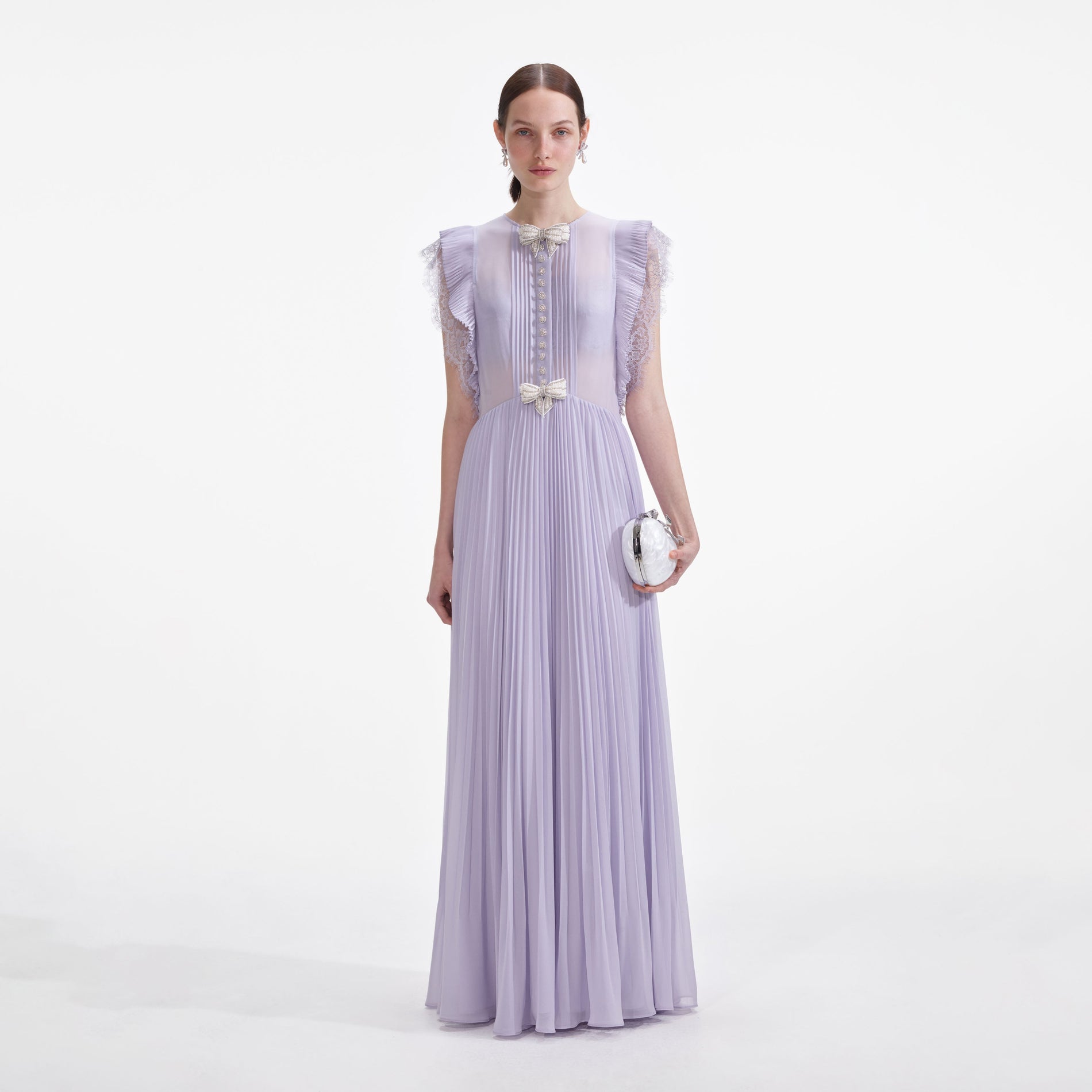 Lilac Chiffon Ruffle Maxi Dress