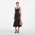 Black Fine Lace Midi Dress
