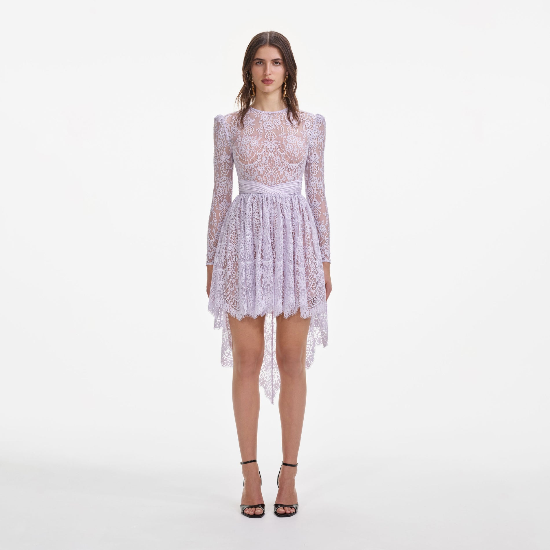 Lilac Lace Satin Mini Dress