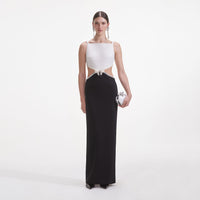 Black And White Crepe Maxi Dress