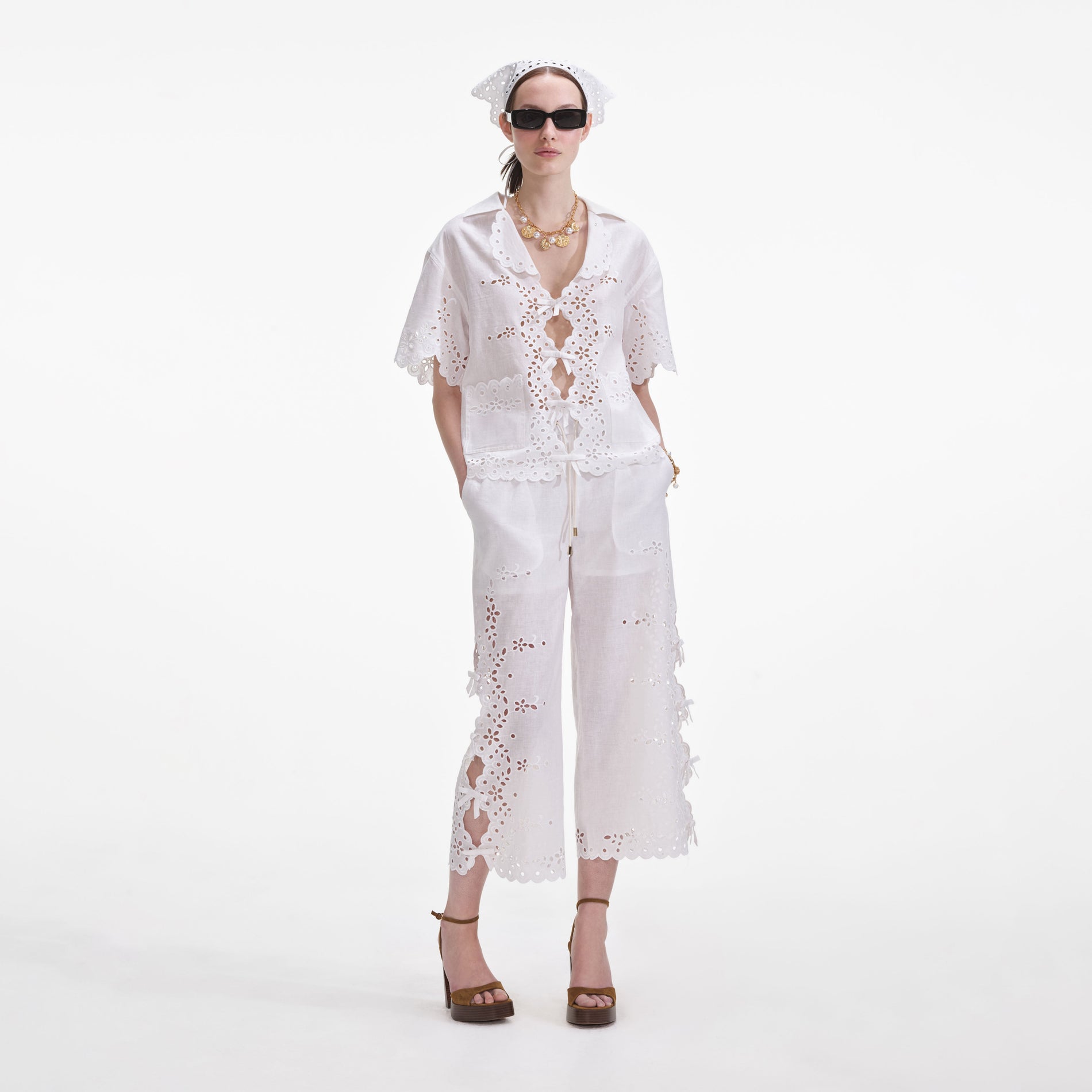 Cream Linen Embroidered Shirt