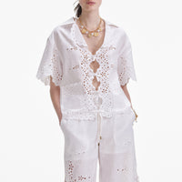 Cream Linen Embroidered Shirt