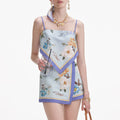 Blue Floral Linen Shorts