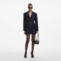 Navy Rhinestone Pinstripe Blazer