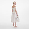 Cream Boucle Tulle Midi Dress