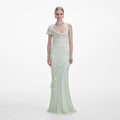 Mint Georgette Flower Maxi Dress