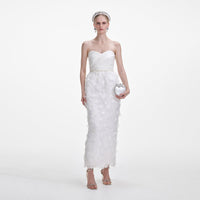 White Organza Bandeau Midi Dress