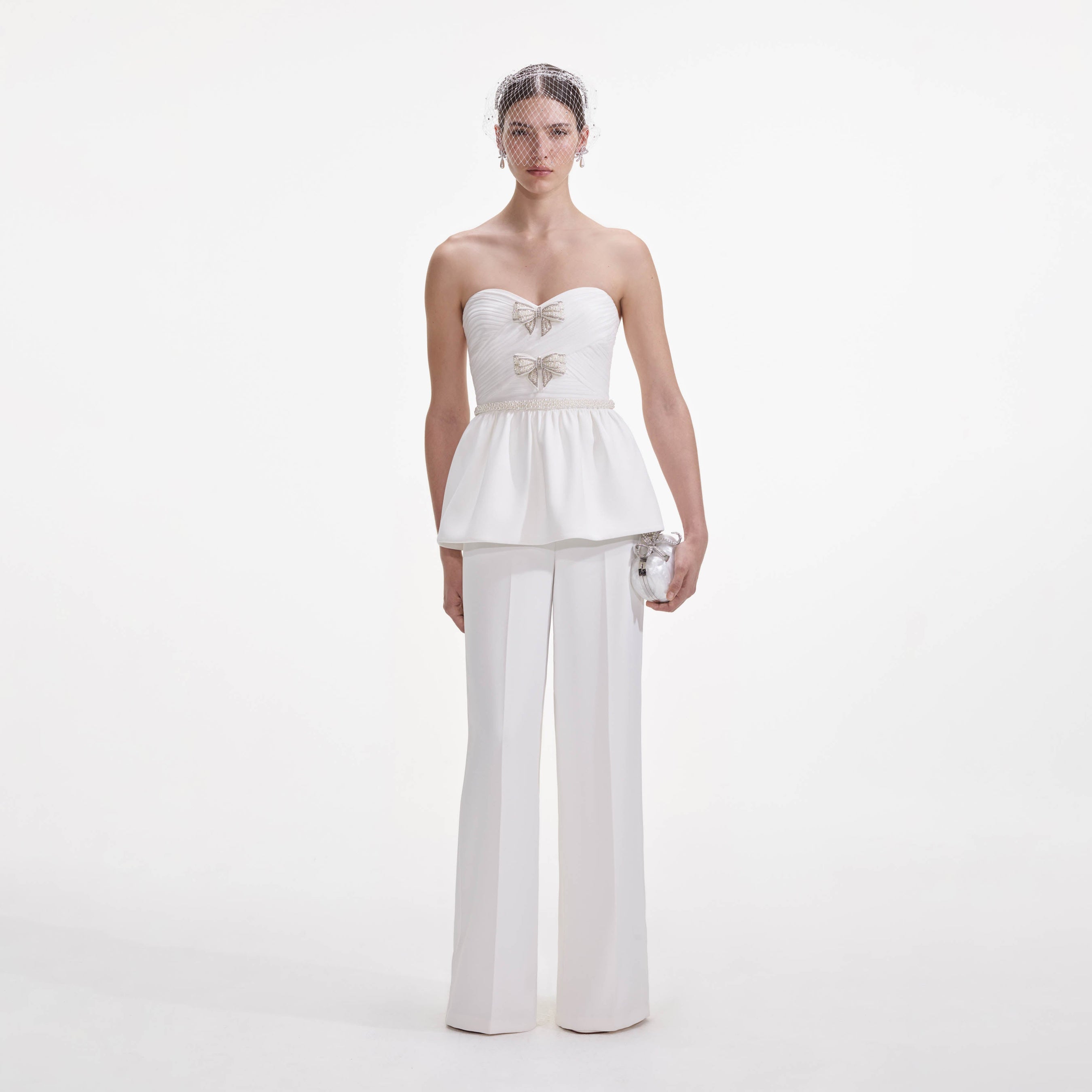 White Organza Bow Jumpsuit