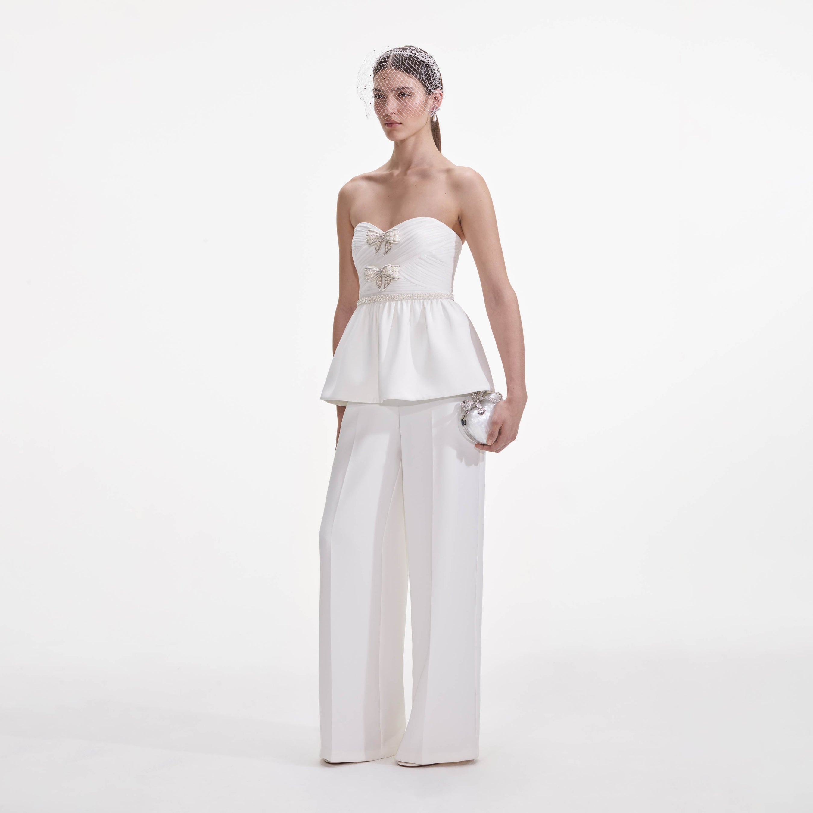 White Organza Bow Jumpsuit