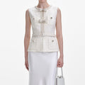 Cream Boucle Midi Dress