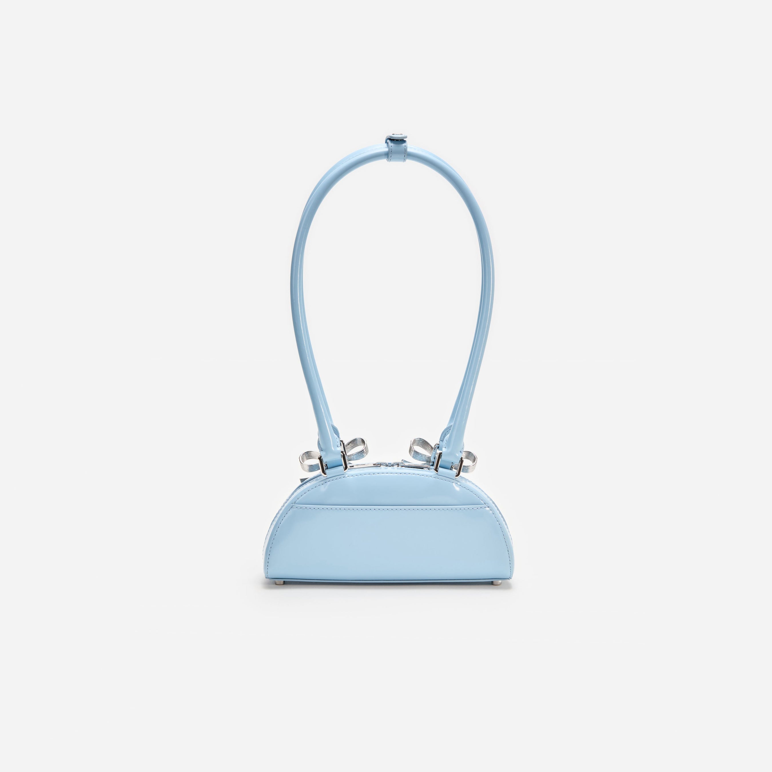 Blue Leather Curved Mini Shoulder Bag