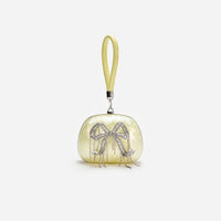 Yellow Pearl Top Handle Clutch Bag