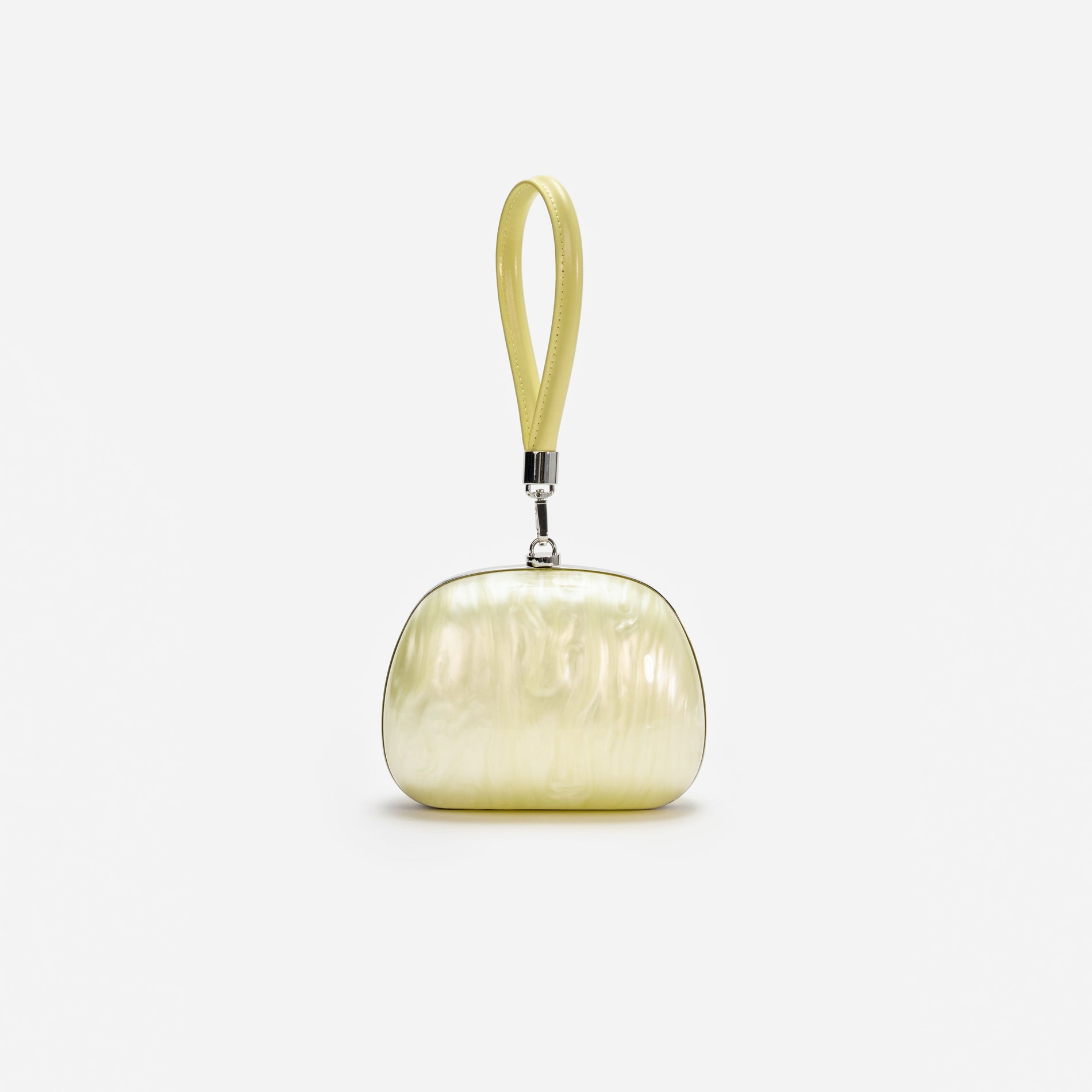 Yellow Pearl Top Handle Clutch Bag